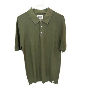 NEW Scotch & Soda Structured Knit Cotton Polo Shirt Green - Men's Size Medium